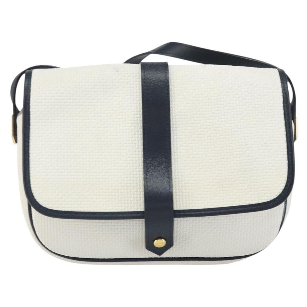 Saint Laurent Coated Canvas Shoulder Bag White Gold